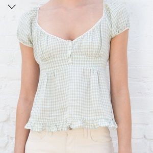 Brandy Melville Blair Gingham Green Top